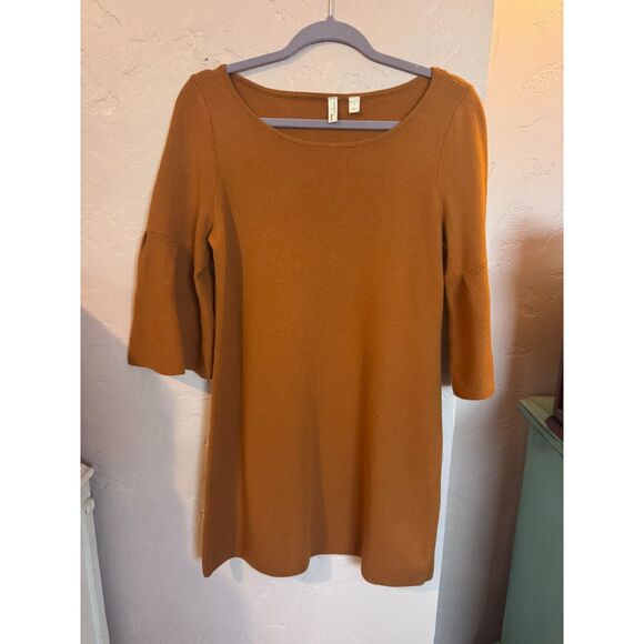 Moth x Anthro Chester Tunic Sweater Dress Camel Orange Medium Anthropologie - Picture 2 of 7